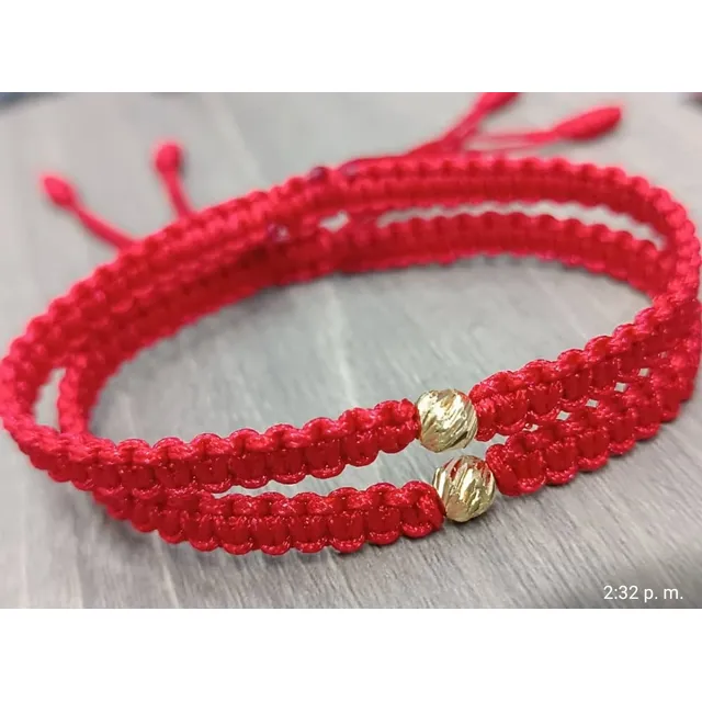 Pulseras Tejidas Con Balines De Oro 18k
