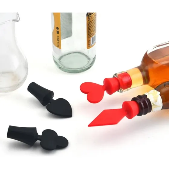 Tapon Silicon Para Botellas Modelo Poker Juego 4pzas