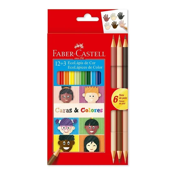 Colores Faber Castell Caras Y Colores 12+3 Ecolapices