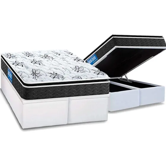Cama Box Baú King: Colchão Ortopédico Probel D40 Guarda Cost