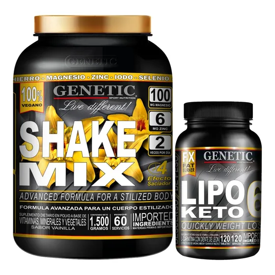 60días Batido Vegano Dieta Shake Mix Quemador Lipo 6 Genetic