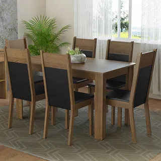 Sala De Jantar Mesa Tampo Madeira 6 Cadeiras Bahamas Madesa Cor Rustic/preto Xmmdja0601447 Sala De Jantar Mesa Tampo Madeira 6 Cadeiras Bahamas Madesa Cor Rustic/preto Xmmdja0601447
