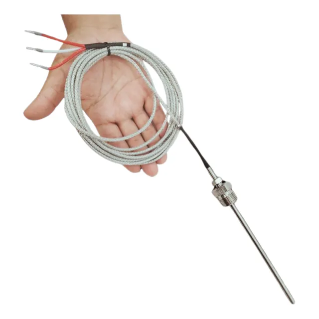 Pt100 3 Fios Com Bucim Haste 0,6 X 15 Cm Cabo Malha 500 Cm