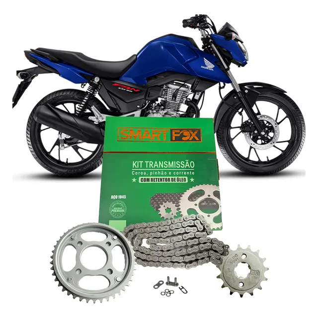 Kit Relação Honda Cg Titan Fan 160 Com Retentor Aço 1045