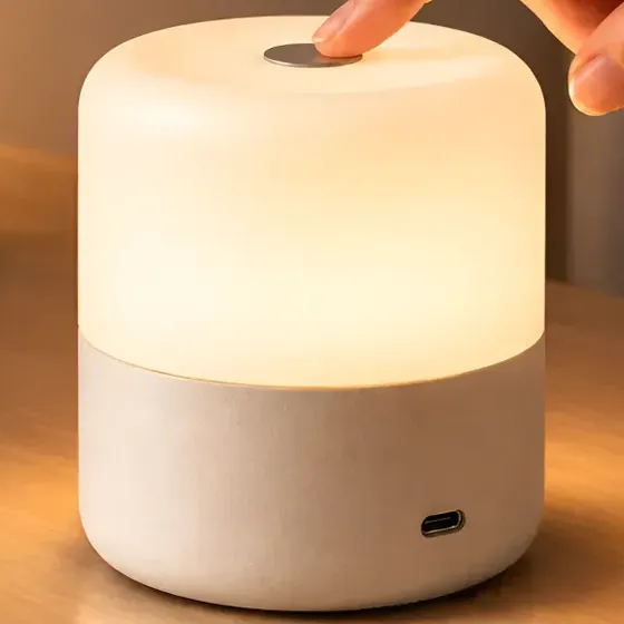 Abajur Cabeceira Touch Mesa Quarto 3 Cores Luminaria Sem Fio