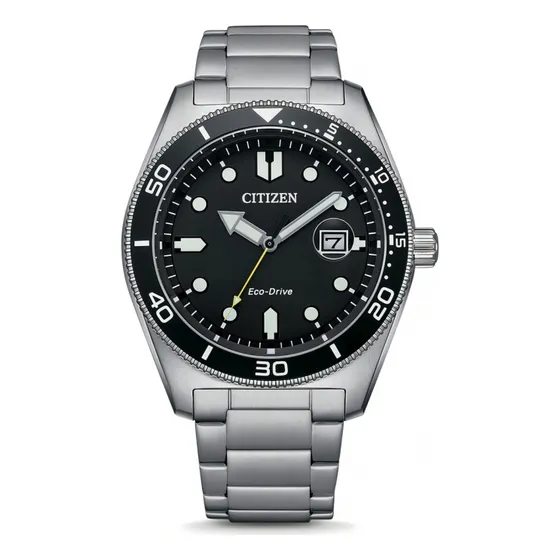 Relógio Citizen Masculino Eco Drive Marine Preto Aw176081e Prateado Cinza Preto