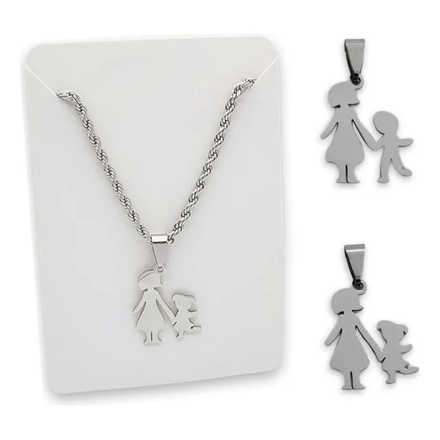 Cadena Y Dije Mamá Hijos Niña Niño Acero Quirúrgico Regalo