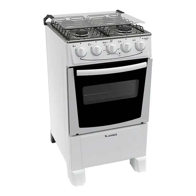 Cocina James C 105 B a gas 4 hornallas blanca 220V puerta con visor