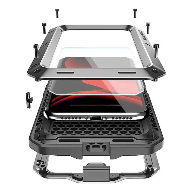 Funda Para iPhone Tornillos De Aluminio Vidrio De Uso Rudo 360 Alto Impacto