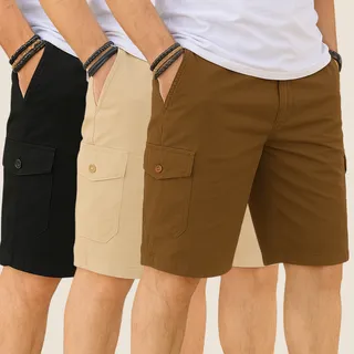 Kit 3 Bermuda Masculina Cargo Short Sarja 6 Bolsos Social Kit 3 Bermuda Masculina Cargo Short Sarja 6 Bolsos Social