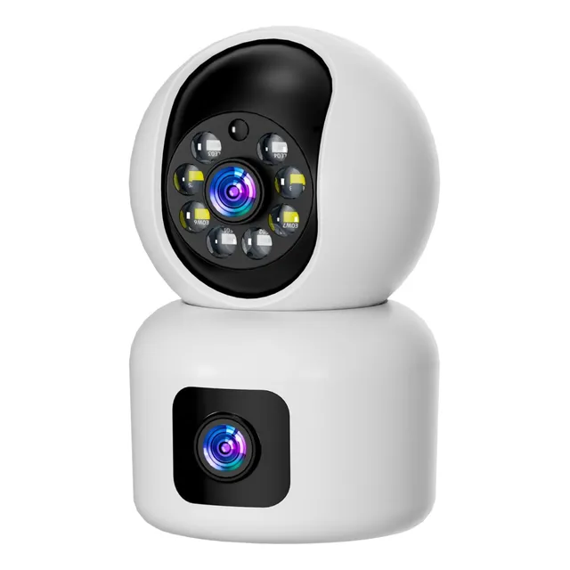 Camara De Seguridad Wifi Ip Doble Lente Robotica App Icsee Color Blanco