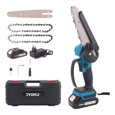 Motosserra Elétrica 1200w Portátil 2 Bateria 6 Polegadas 21v Azul-celeste 127/220v