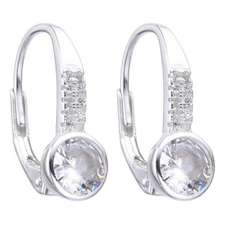 Aros Con Piedra Redonda De Plata 925 (lar233) Aros Con Piedra Redonda De Plata 925 (lar233)