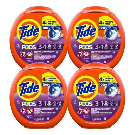 Pack 4 Detergentes En Cápsulas Tide Pods Spring Meadow, 76u