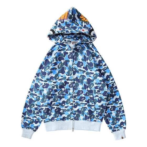 Shark Head Bape Abrigo Moda Calle Casual Suéter De Algodón