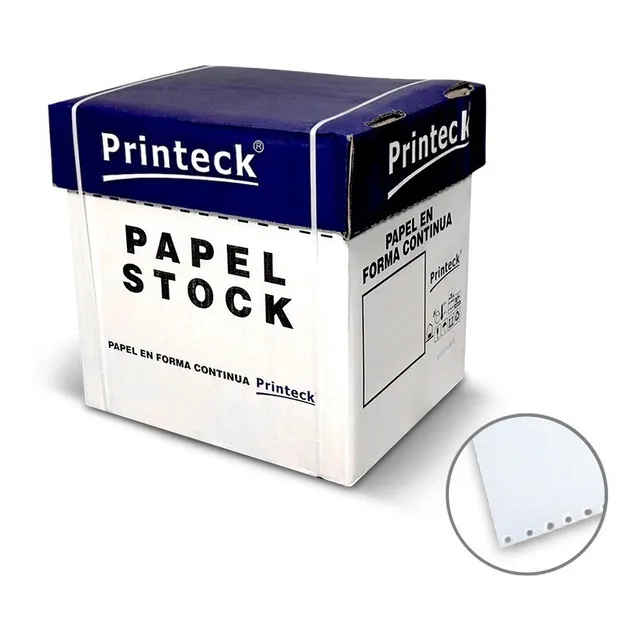 Papel Stock Continuo Bco 9.5x 5.5 2t, 3000 Formas, Printeck
