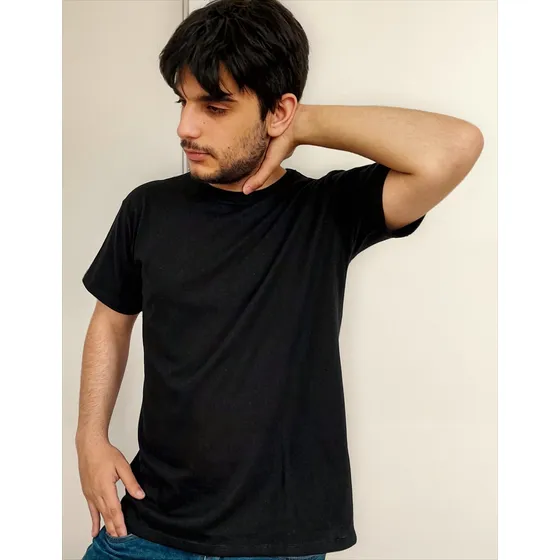 Remera Lisa Negra Hombre Algodón Premium