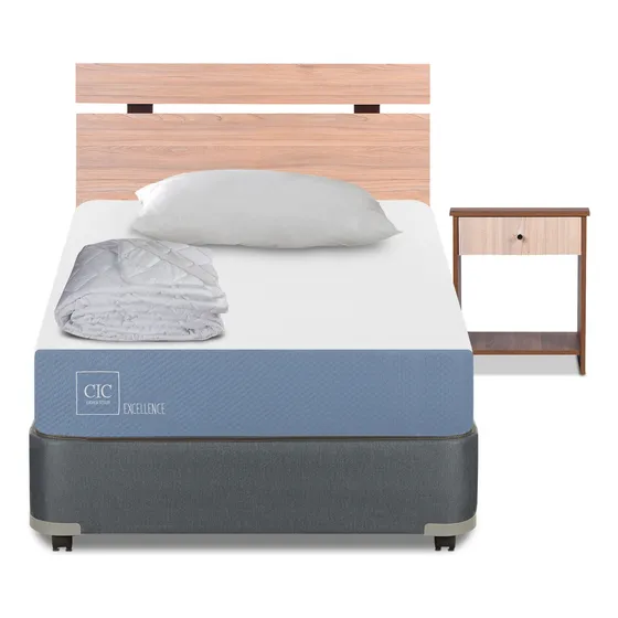 Cama Americana 1.5 Plazas Cic Excellence+set Olmo+set Textil
