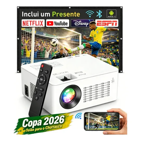 Projetor Profissional Android 4k Portátil 5g Wifi Full Hd