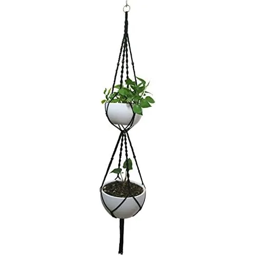Macramé Plantas & Soporte, Macetero Colgante De 4 Pata...
