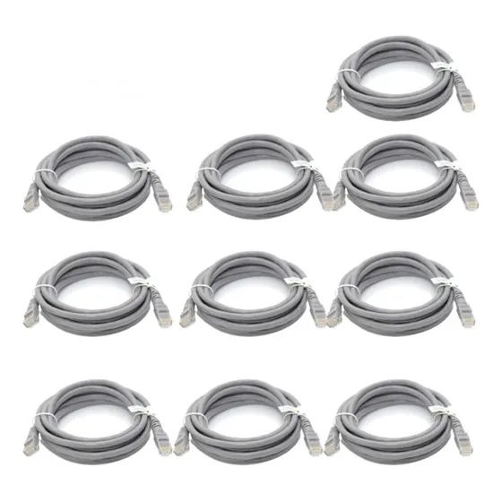  Patch Cord Cat5e 2,5mts Cinza (cobre), 10 Unidades