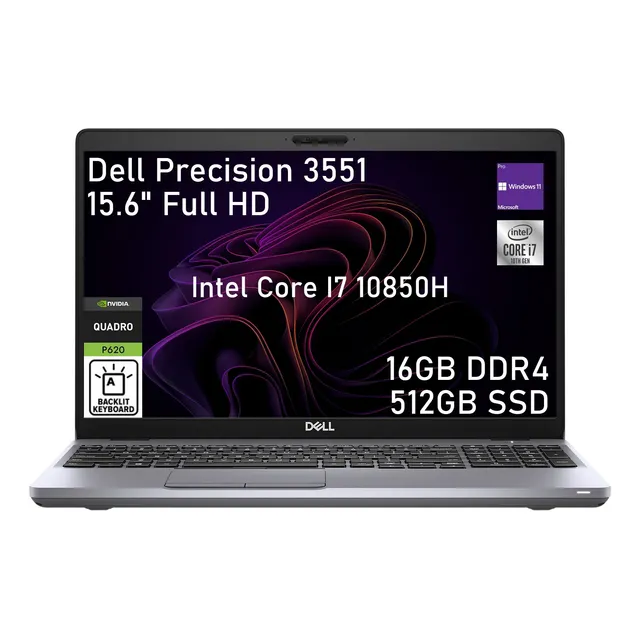 Dell Precision 3551 Core I7 10850 16g 512g Nvidia P620 Win11