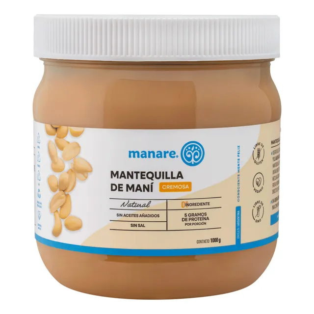 Mantequilla De Mani 1 Kg Manare | 100% Maní Tostado