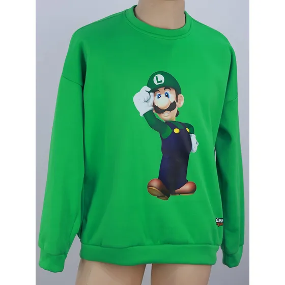 Sueter Unisex Con Luigi De Mario Bros Color Verde