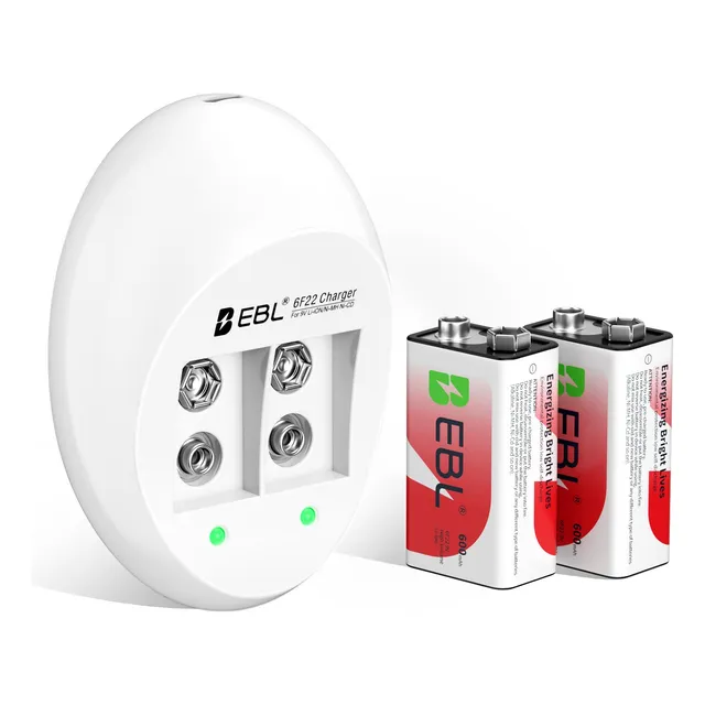 Combo Cargador 9v Usb + 2 X Bateria Li-ion 9v 600mah Ebl 
