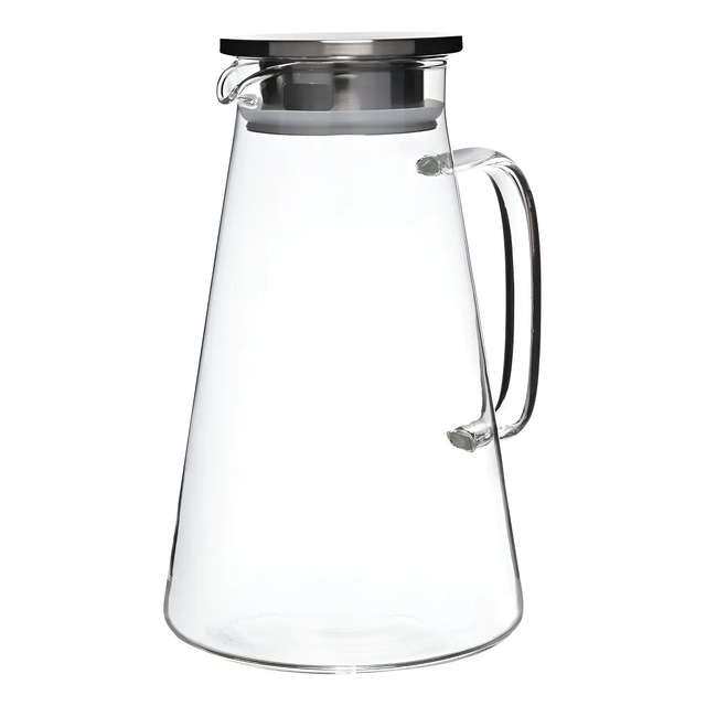 Jarra De Vidro Borossilicato Com Tampa De Inox 1,8 Litros Transparente