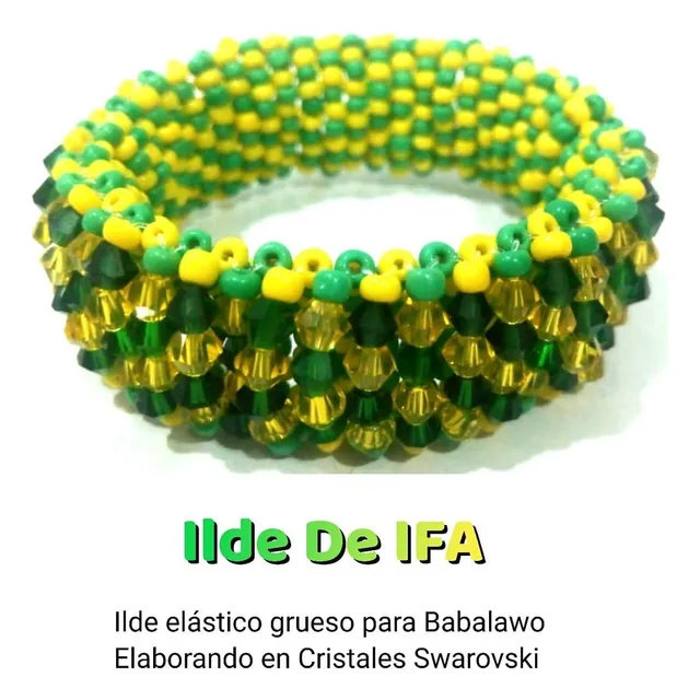Ilde Orula Elástico Full Cristales Santeria Yoruba Ifa Osha 