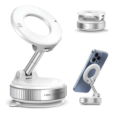 Suporte Celular Carro Magnético Rotativo 360dobrável Ventosa Branco