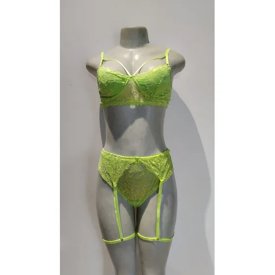 Conjunto Lencería Verde Fluorescente