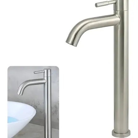 Torneira Pia Bica Alta Banheiro Inox Luxo Prata Cuba Winda Prateado Escovado