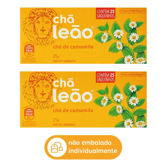Chá Camomila Leão - Combo Com 2 Caixas 50 Sacos
