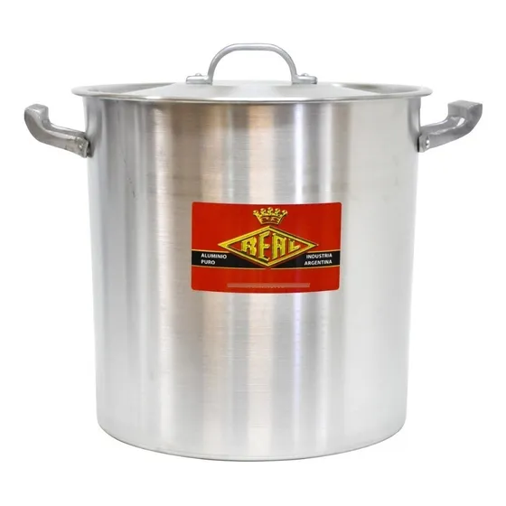 Olla De Aluminio Cacerola 16lts Gastronomica Reforzada 28cm Color Gris