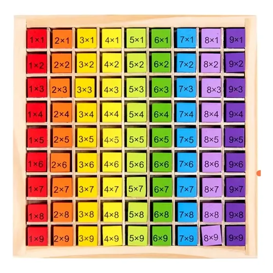 Tablas Multiplicar Encajable De Madera Colorido Para Niños