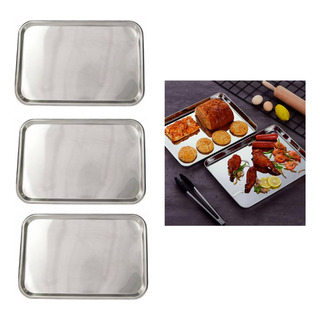 3 Pzs Charola Bandeja De Acero Inoxidable Cocina 26x15x1.2cm 3 Pzs Charola Bandeja De Acero Inoxidable Cocina 26x15x1.2cm