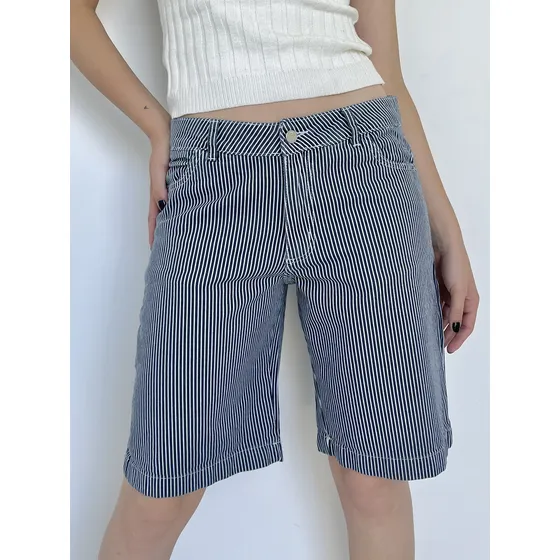 Bermuda Gabardina Rayada Varios Colores Mujer Marca Loca