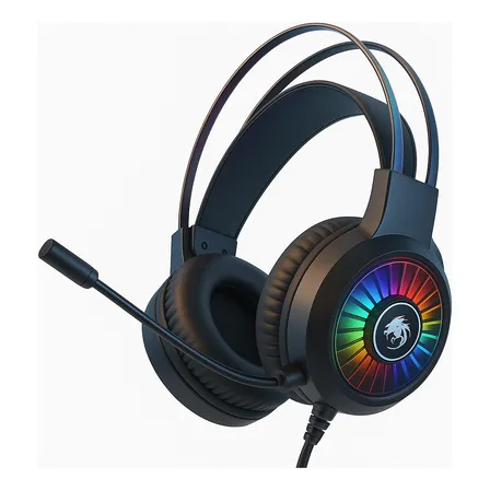 Audifonos Con Micrófono Gamer Imice Hd-490 Usb Con Luz Rgb Negro