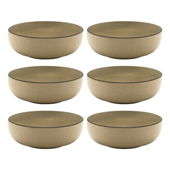 Cj 6 Tigelas 600ml Flat Ocre Em Cerâmica - Oxford