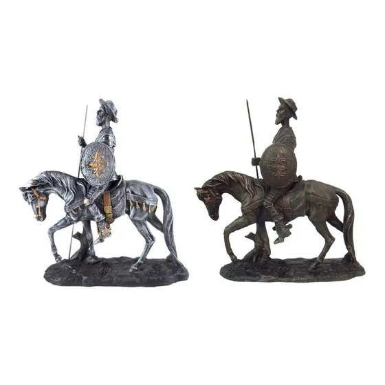 Dom Quixote De La Mancha Com Cavalo Bronze Ou Prata