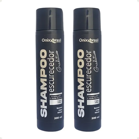Kit Shampoo Tonalizante Preto Escurece Barba Cabelo Gradual