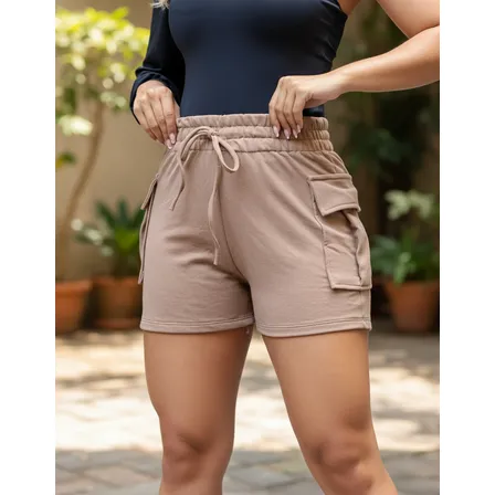 Short Cargo Bermuda Feminina De Moletinho Shortes Blogueira