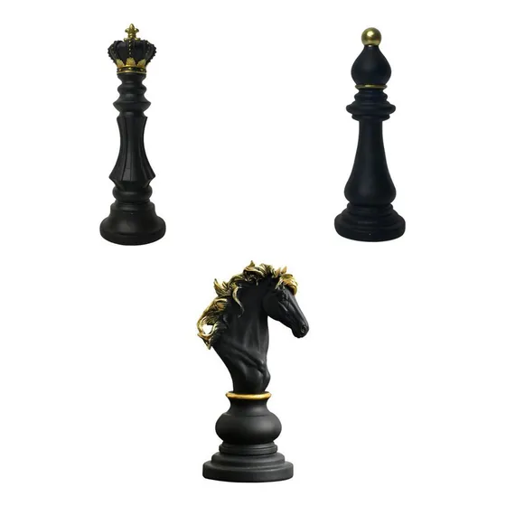 Qy 3x Piezas De Ajedrez Modernas Juegos De Mesa Escultura