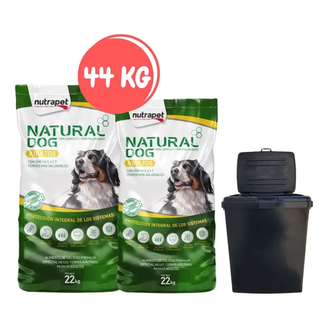 Natural Dog 44 Kg + Contenedor (solo Montevideo Y Canelones)