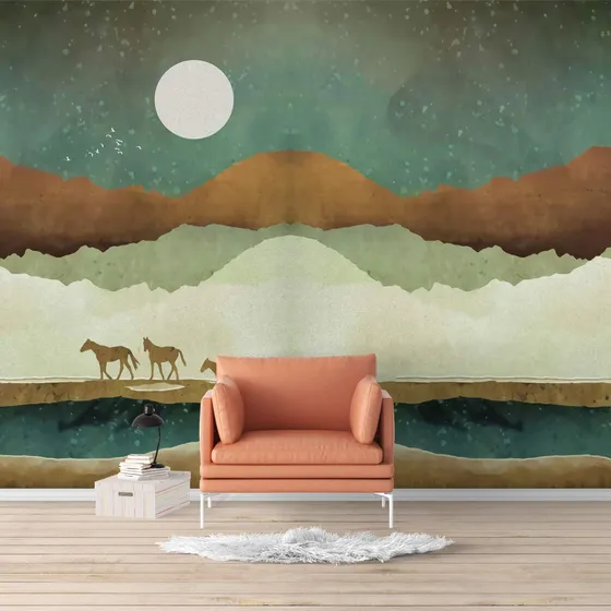 Mural Pared Estilo Nordico Papel Tapiz Paisaje Natural Para