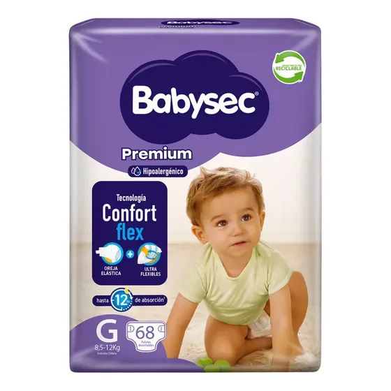 Babysec Pañales Premium Confort Flex Talla G 68 Unid Grande (g) Niños