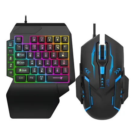 Kit Gamer Teclado One Hand E Mouse Para Celular Pc P/entrega Teclado Preto