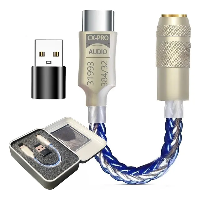 Adaptador De Audio Dac Usb C A Jack 3.5 Mm Hifi 384khz Azul